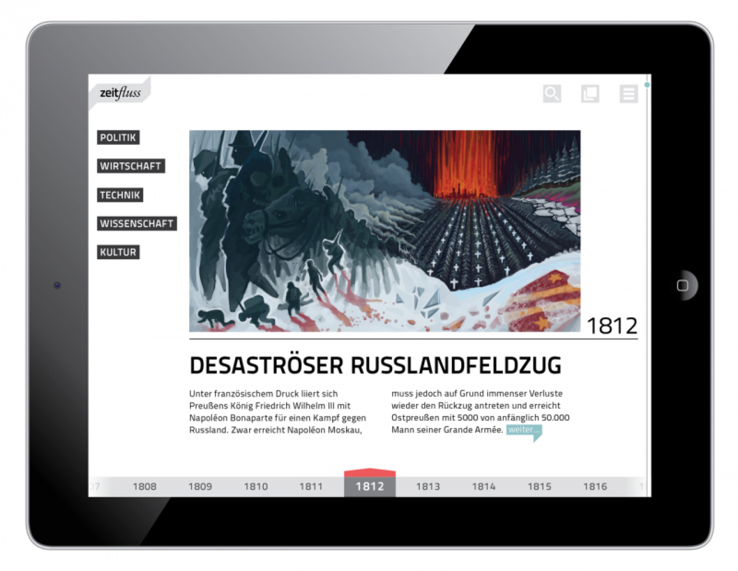 Eine dynamische Informationsvisualisierung der Zeitgeschichte als Applikation für mobile Geräte