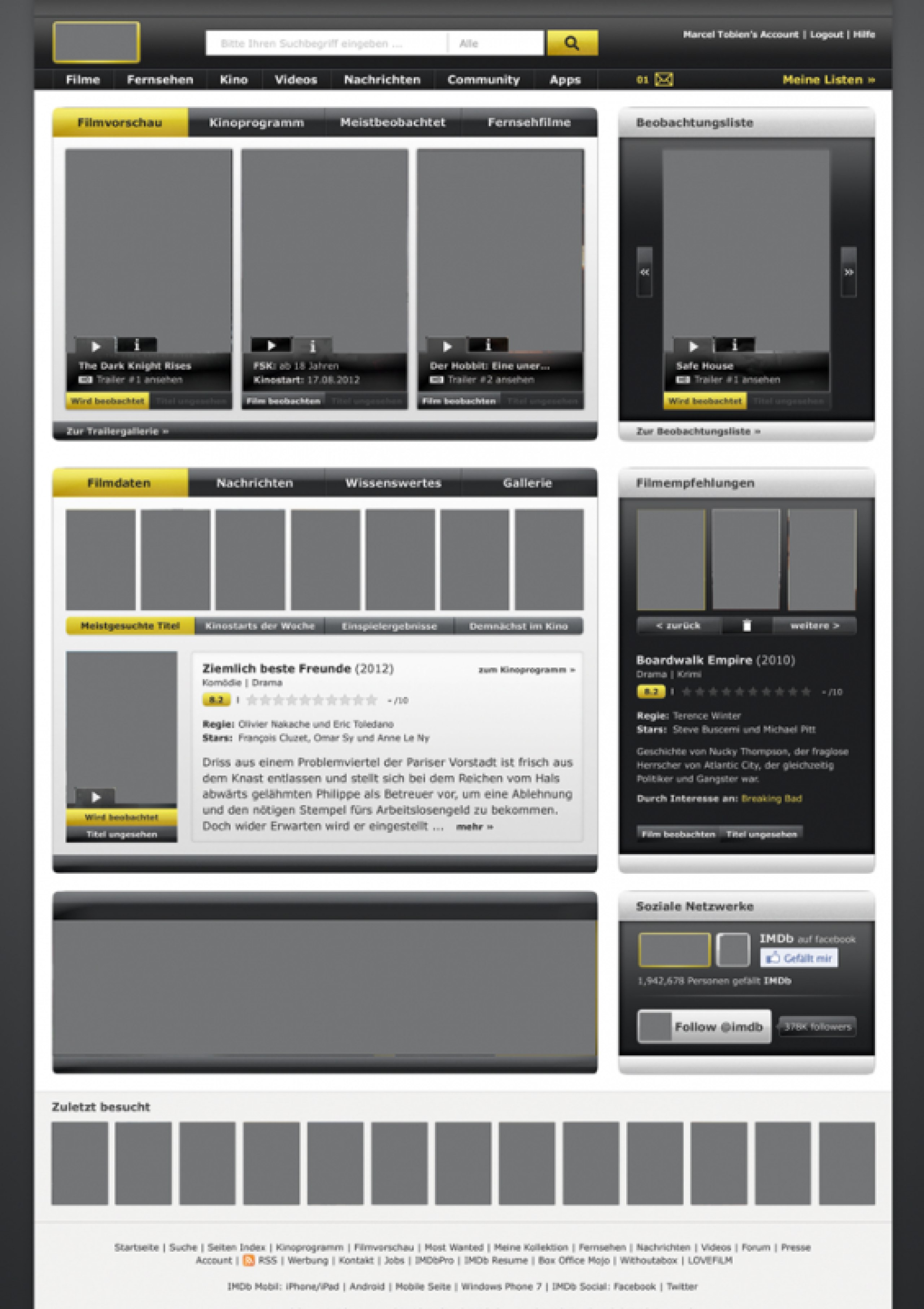 Redesign des Interfaces der IMDb 
mit Fokus auf Verbesserung der User
Experience sowie der Usability