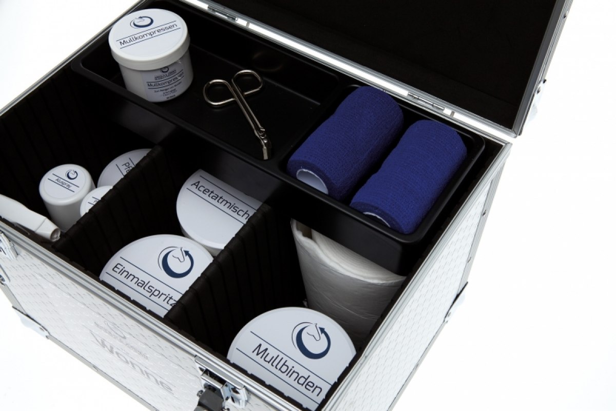 Gestaltung eines Packaging Designs für einen Koffer zur Notfallversorgung des Pferdes sowie Konzeption und Entwicklung einer Identität des dazugehörigen Unternehmens