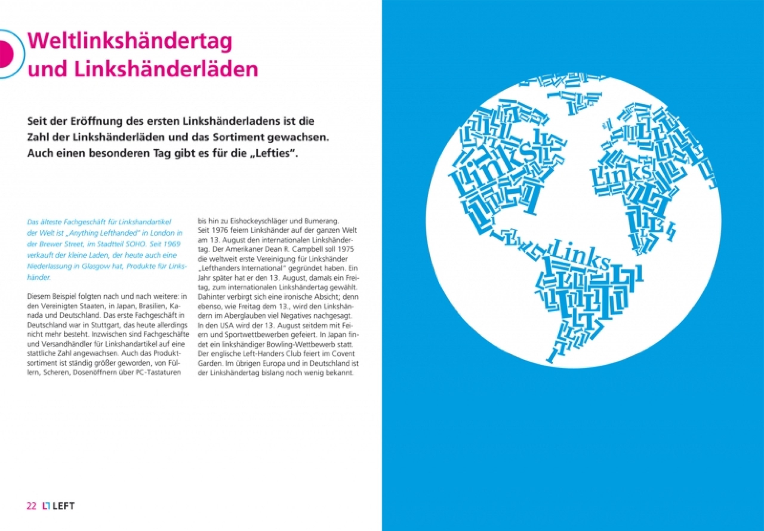 Konzeption und Gestaltung eines Magazins über Linkshändigkeit