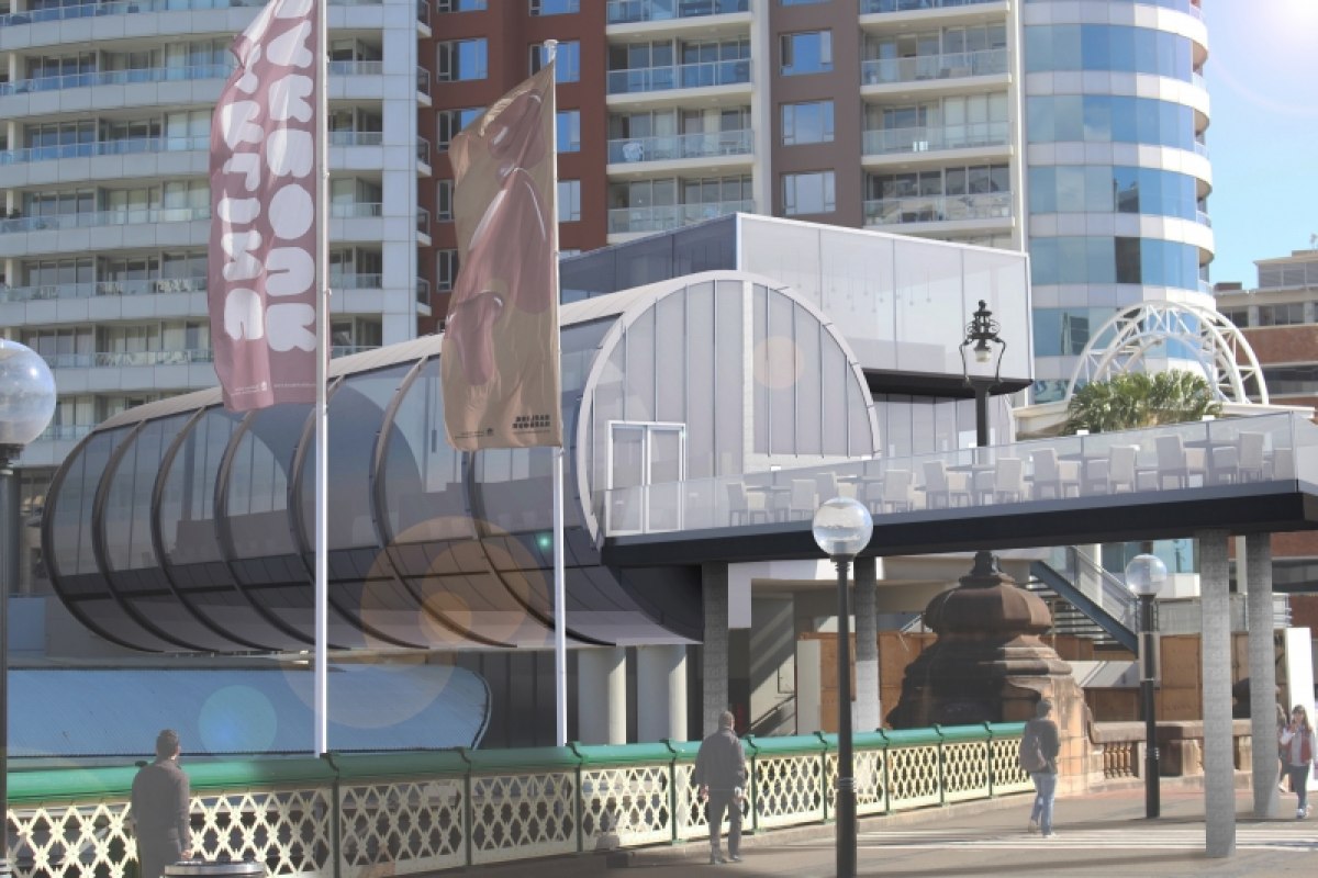 Umnutzung der Sydney Monorail Stationen zu einem zusammengehörigen Restaurantverbund