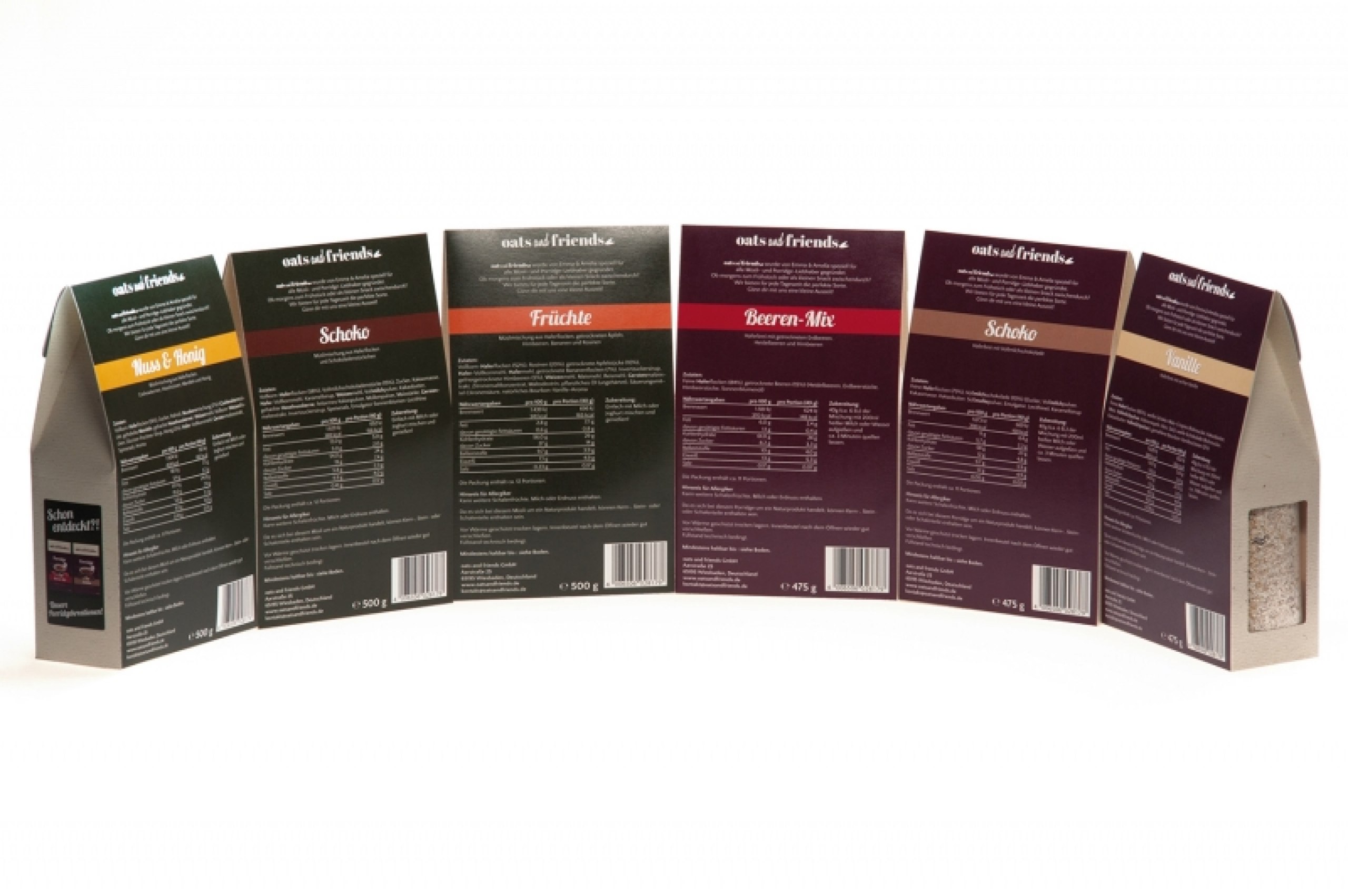 Farb- und Verpackungsgestaltung einer Müsli- und Porridge-Reihe