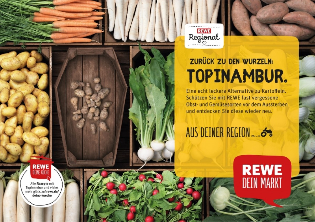 Eine Kampagne zur Einführung fast vergessener Gemüse- und Obstsorten in die REWE Märkte