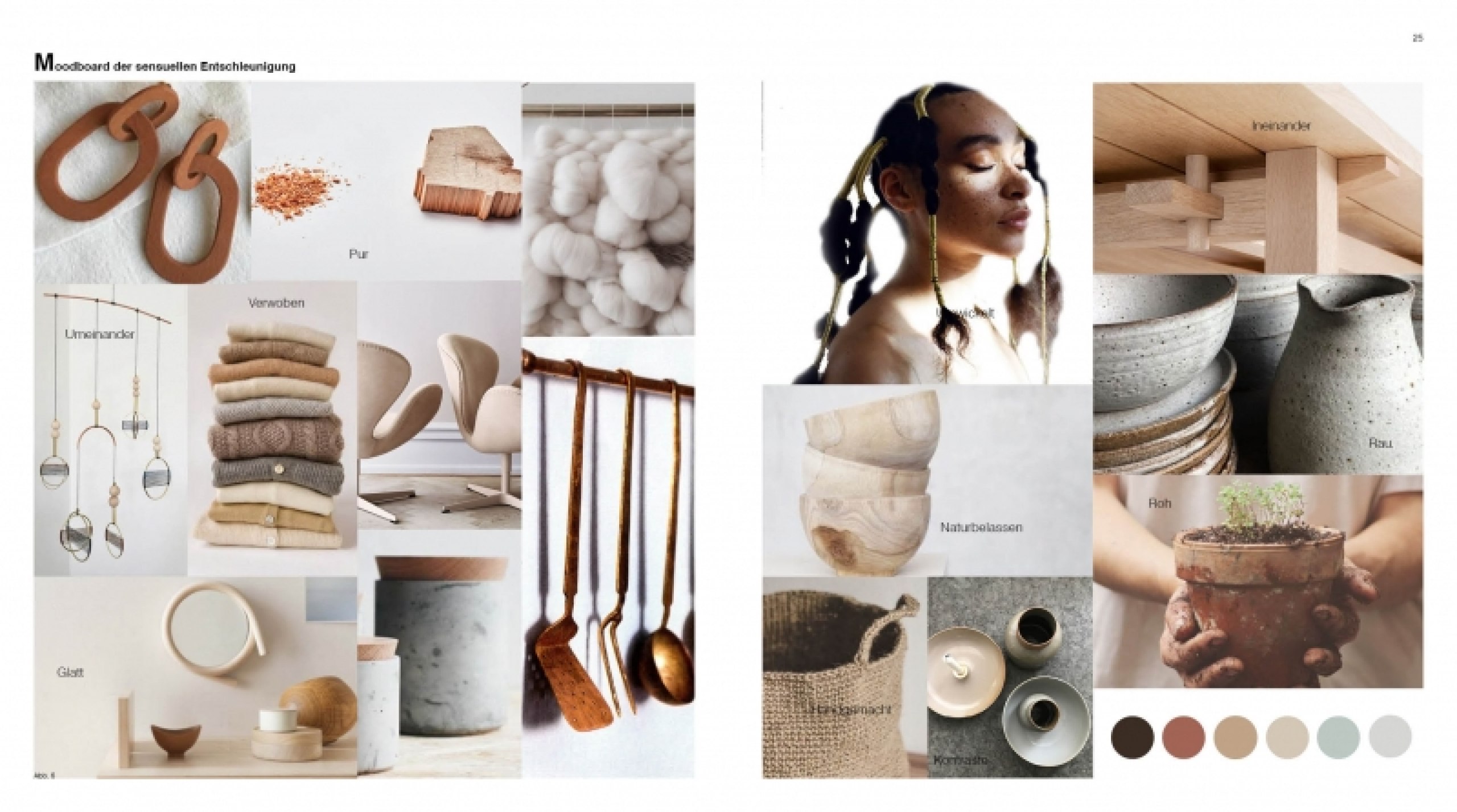 Konzeptionelle Farb- und Materialszenarien zum Trend der Entschleunigung