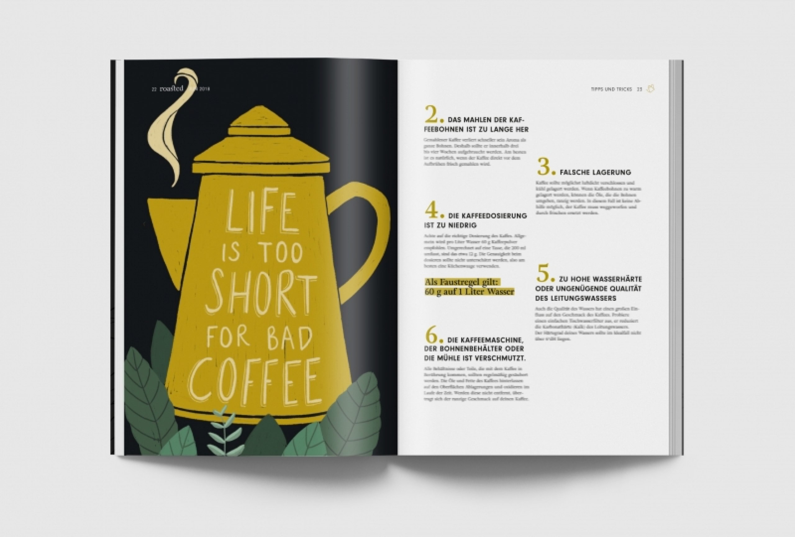 Konzeption und Gestaltung einer Publikation zum Thema Kaffee