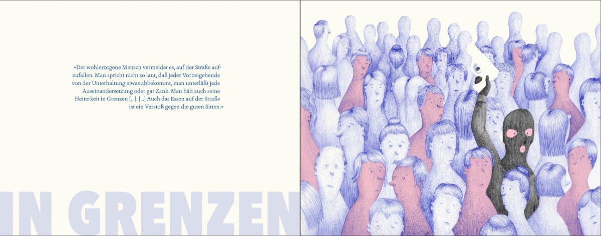 Gestaltung eines humoristischen Buches über soziale Interaktion