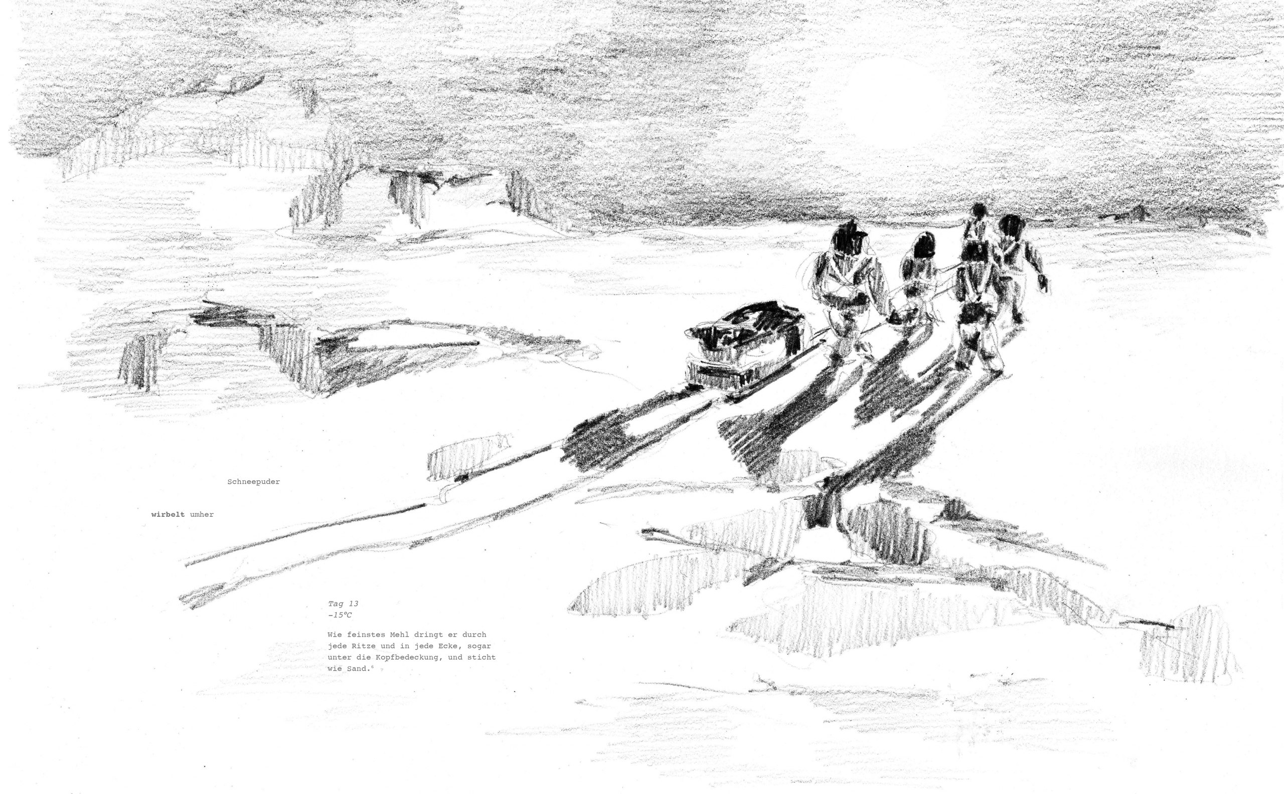 Gestaltung eines Buches mit Illustrationen zum Thema der Südpolexpedition des Briten Robert Falcon Scott