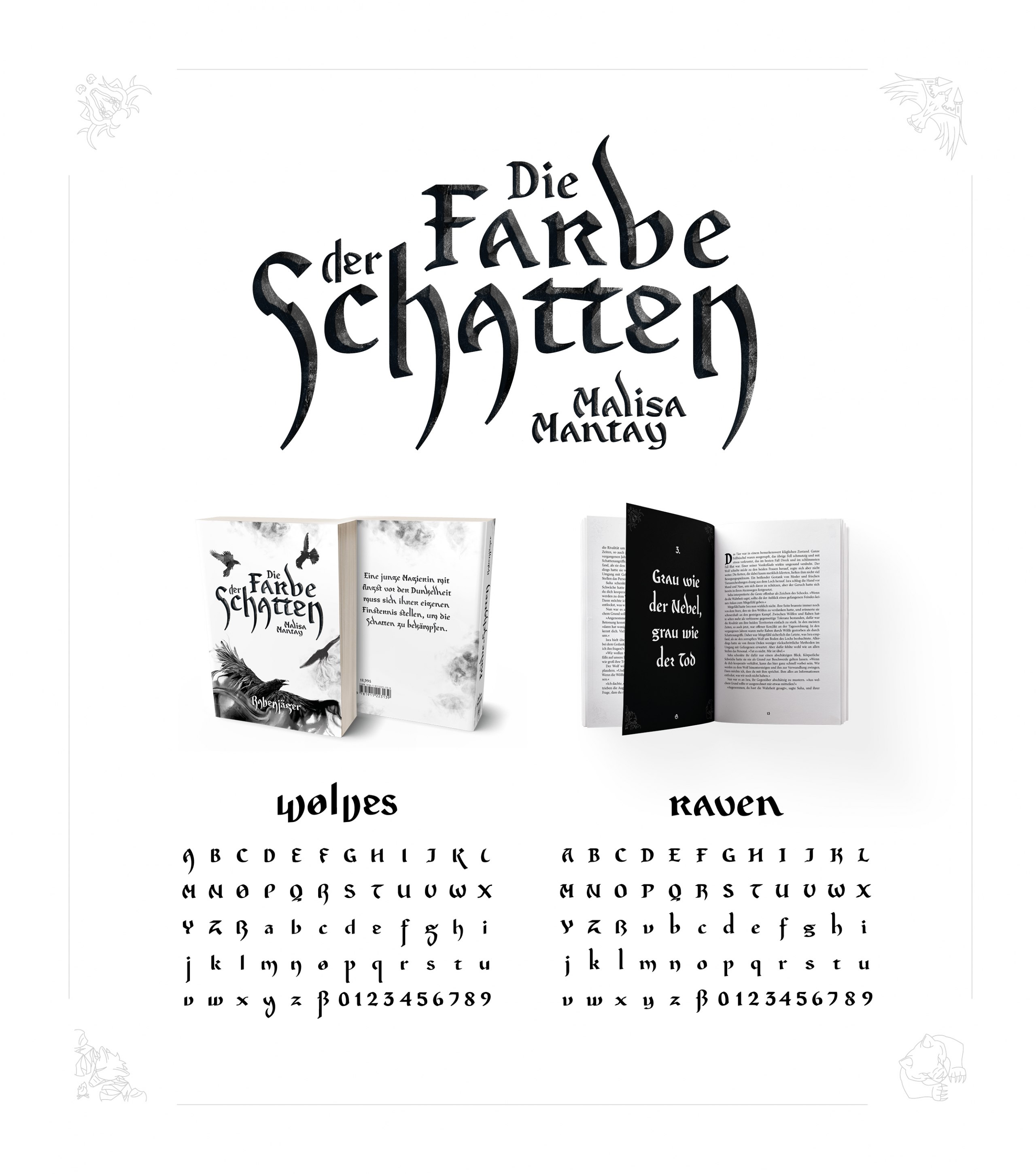 Das erzählerische Typeface der Farbe der Schatten