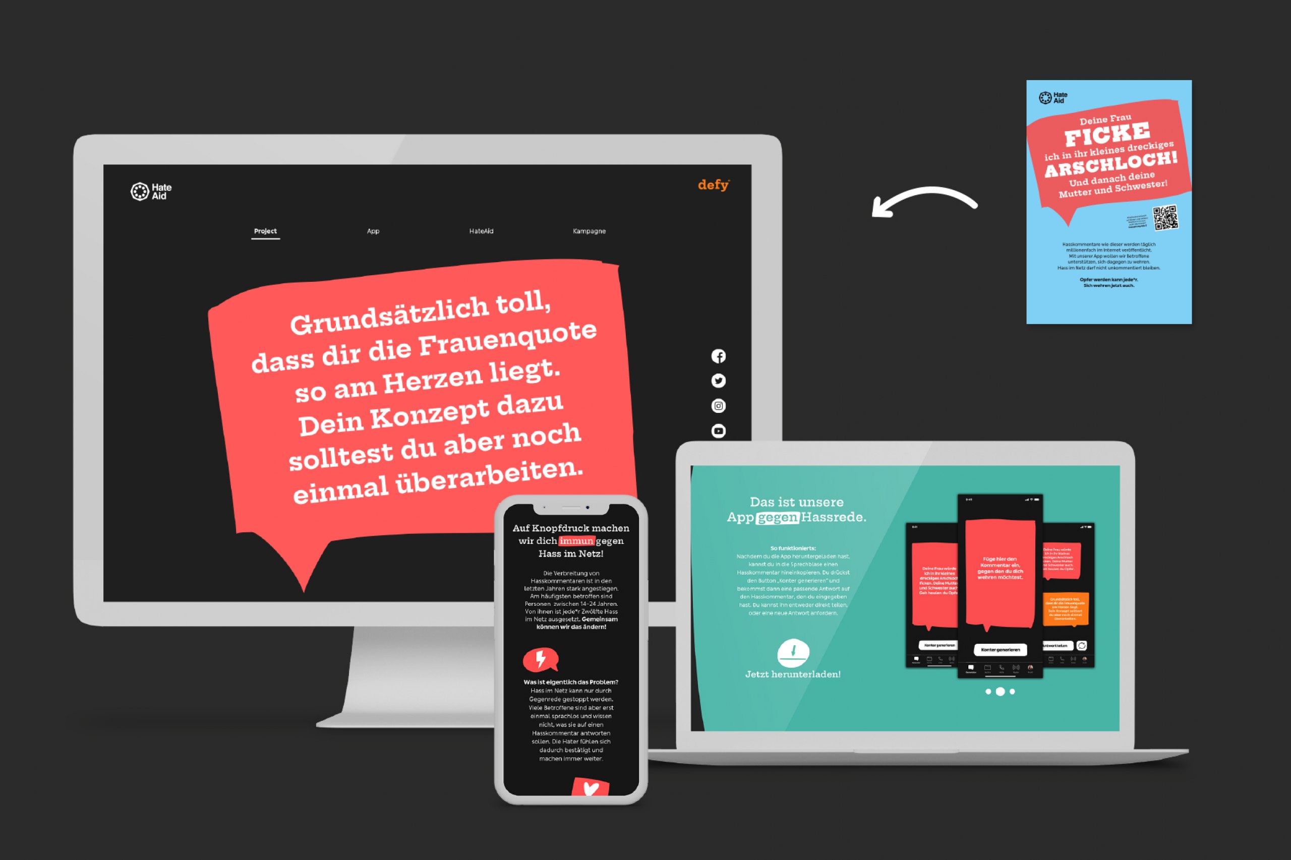 App und Einführungskampagne gegen Hate Speech