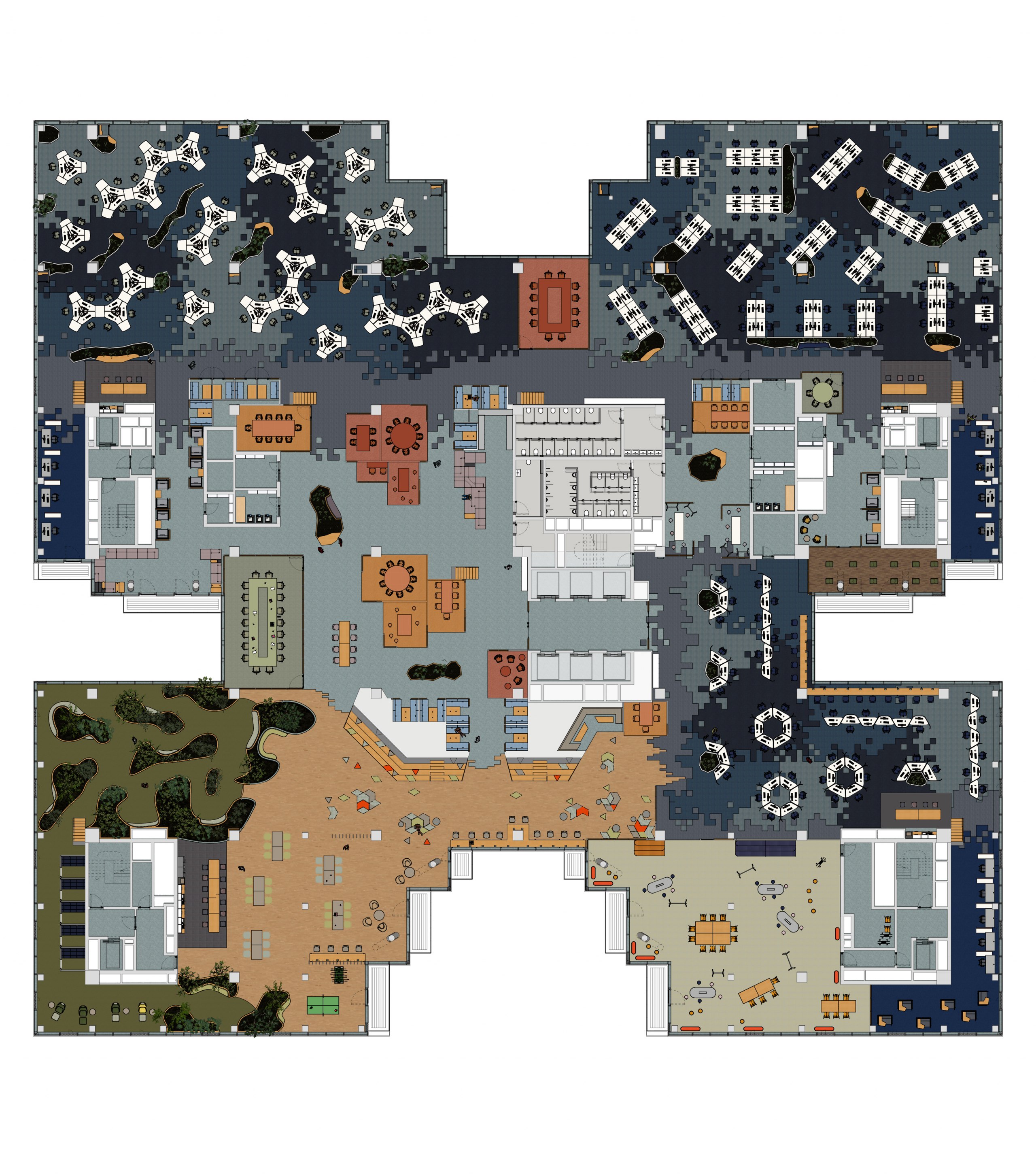 Büroplanung und Innenarchitektur, Farbdesign und Lighting Design für das Gebäude „UP! Berlin“