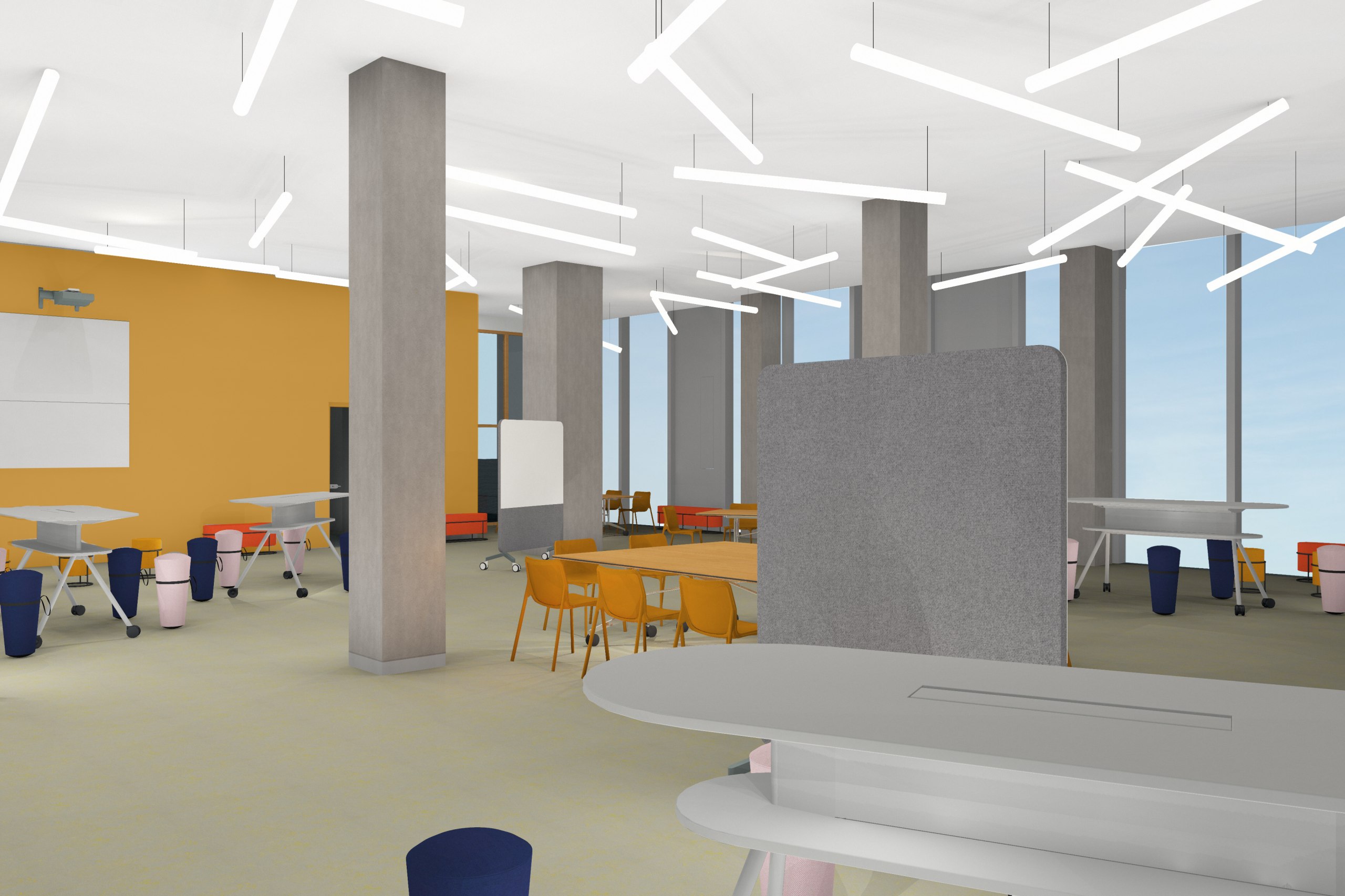 Büroplanung und Innenarchitektur, Farbdesign und Lighting Design für das Gebäude „UP! Berlin“