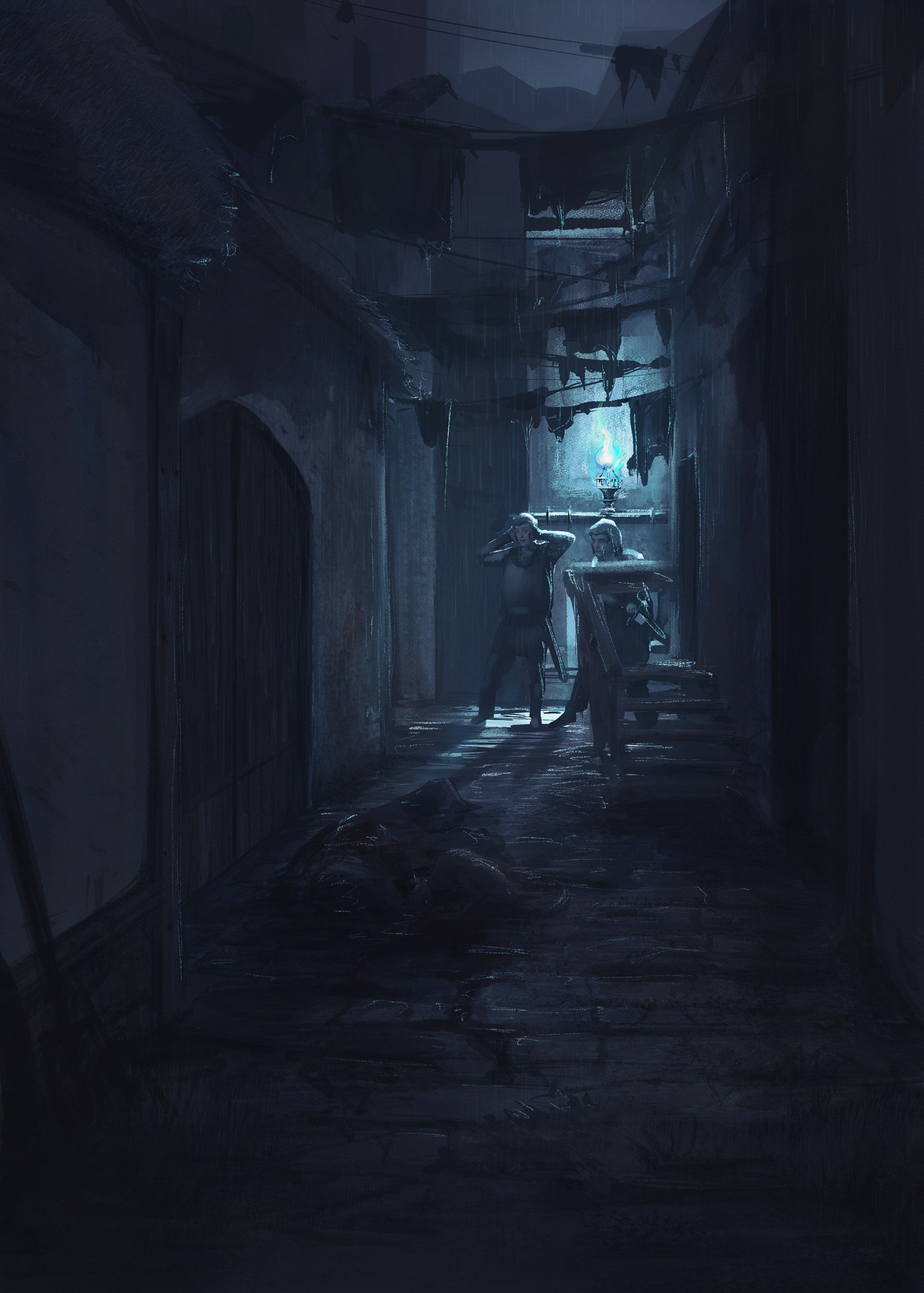 Concept Art einer Fantasy Stadt für ein digitales Rollenspiel