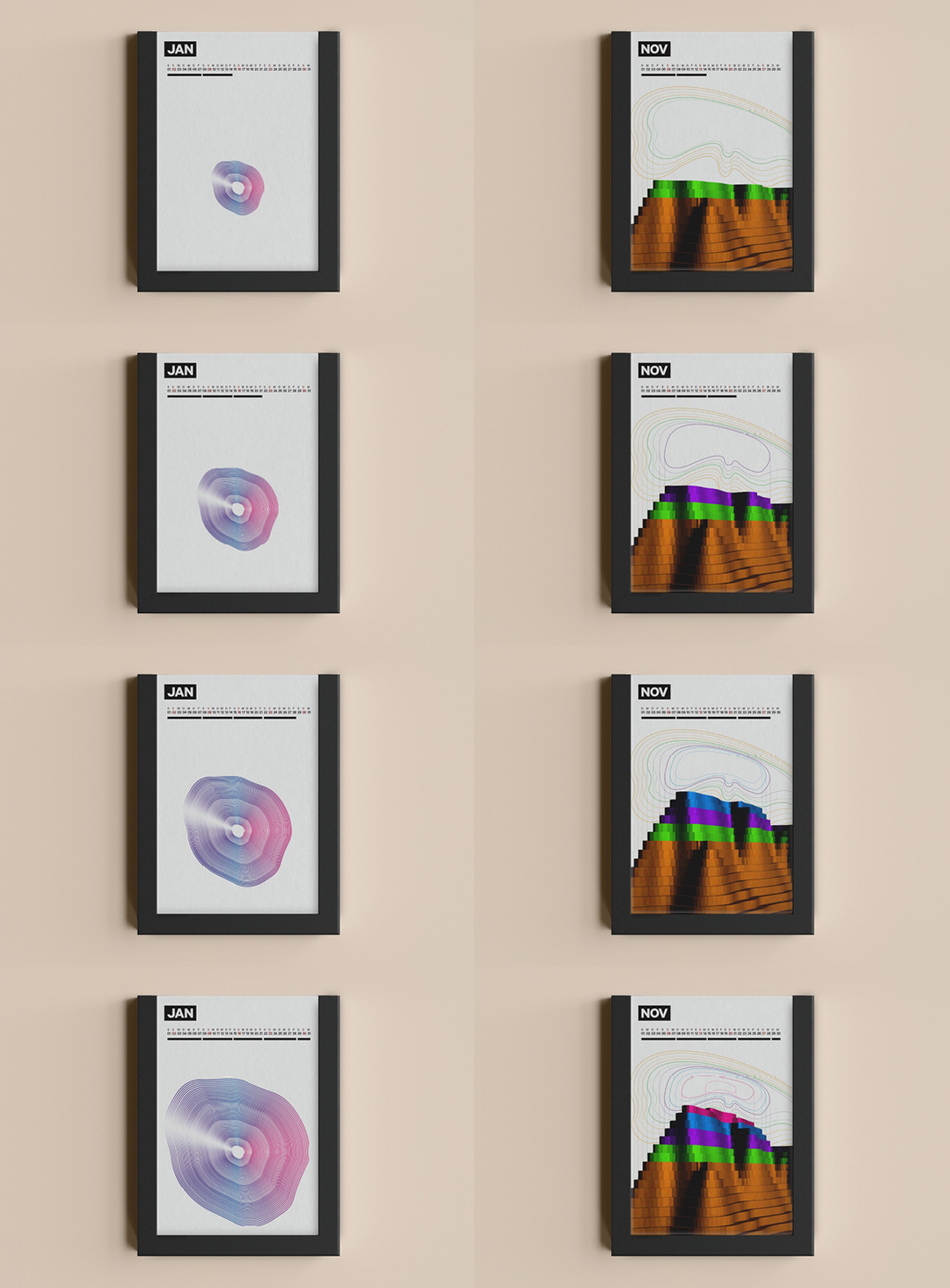 Illustrative und typografische Gestaltung eines Kalenders zum Thema Zeit