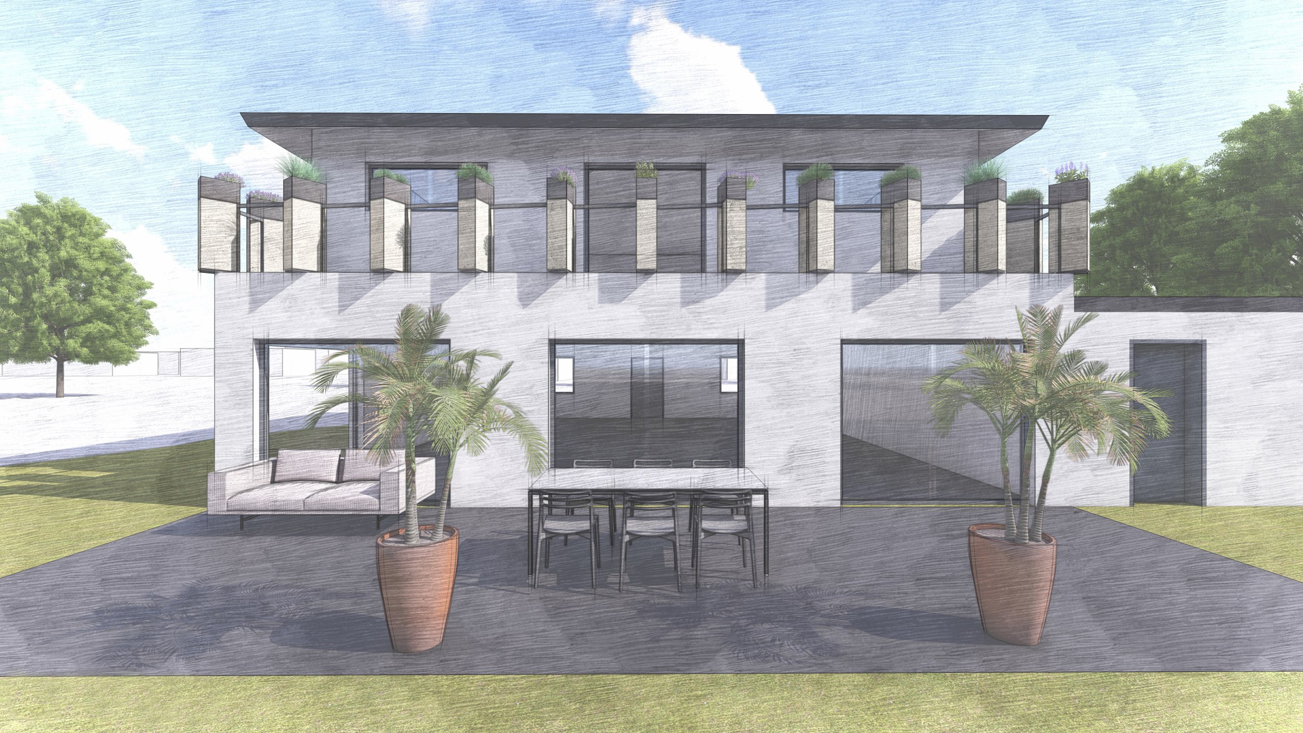 Eine Entwurfsarbeit für die Belebung der Erscheinungsweise neu erbauter Architektur
