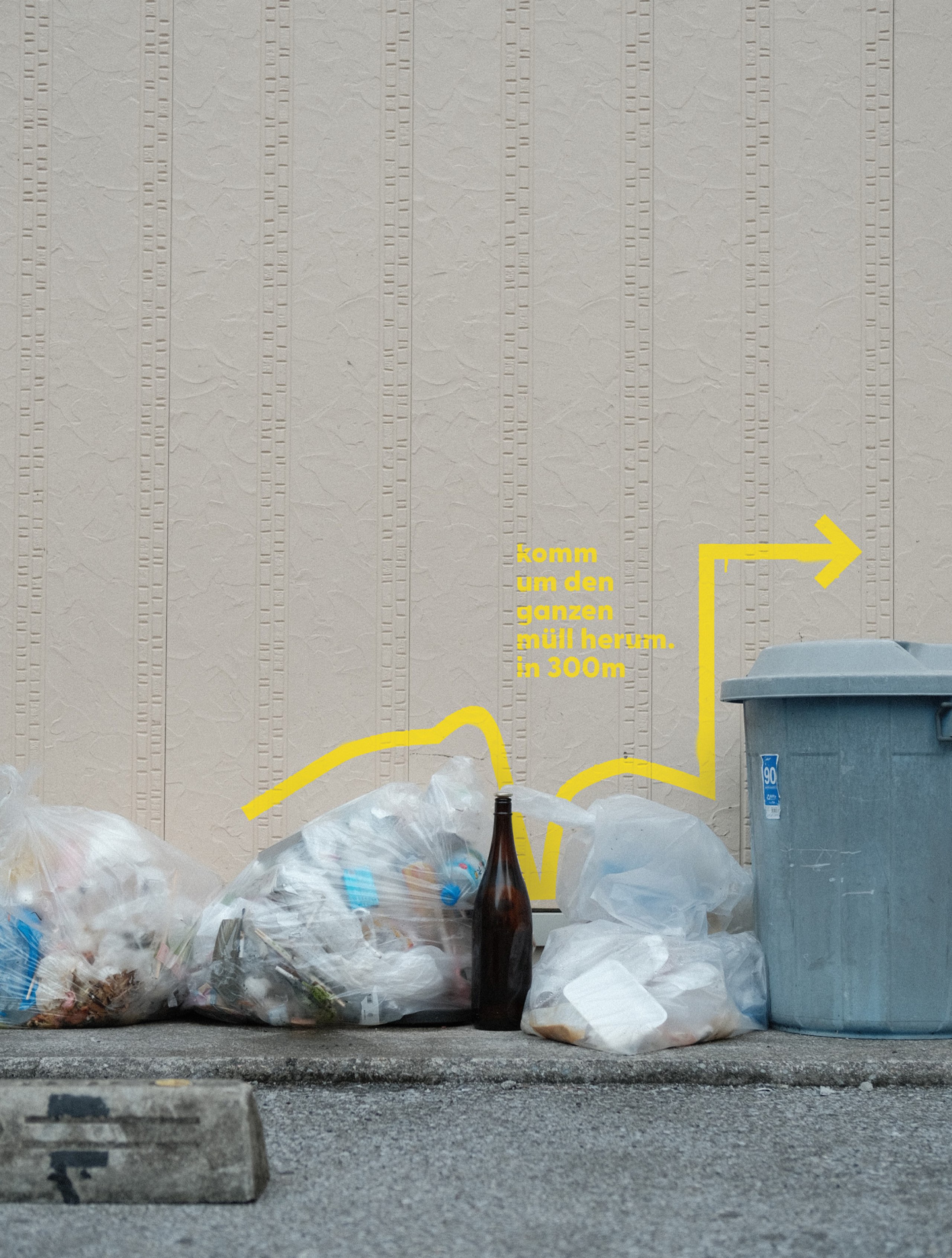 Ein grafisches Leitsystem zur Reduktion von Verpackungsmüll. Ambient-Kampagne für einen Unverpackt-Laden
