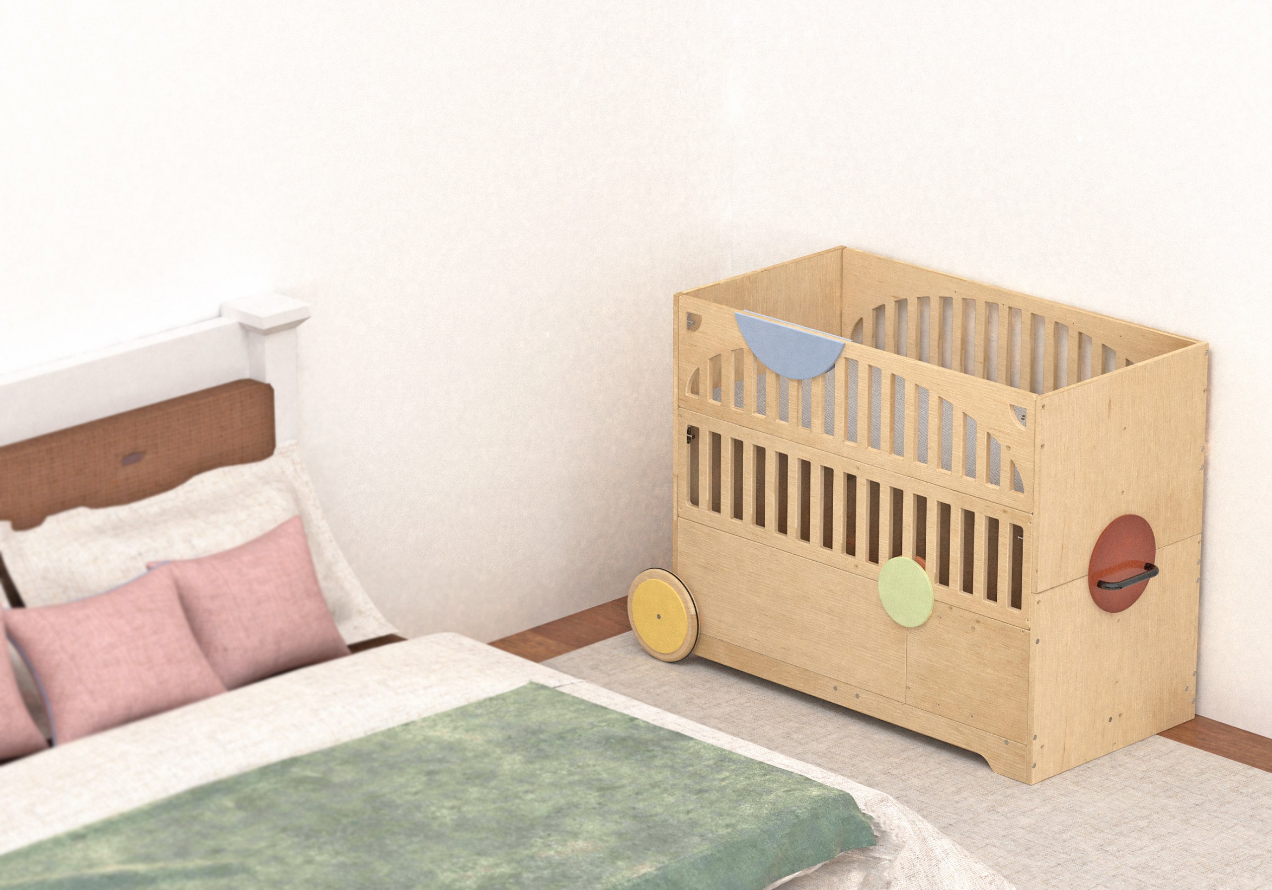 Entwurf eines Möbels, das das Baby begleitet, bis es ein Kind wird.