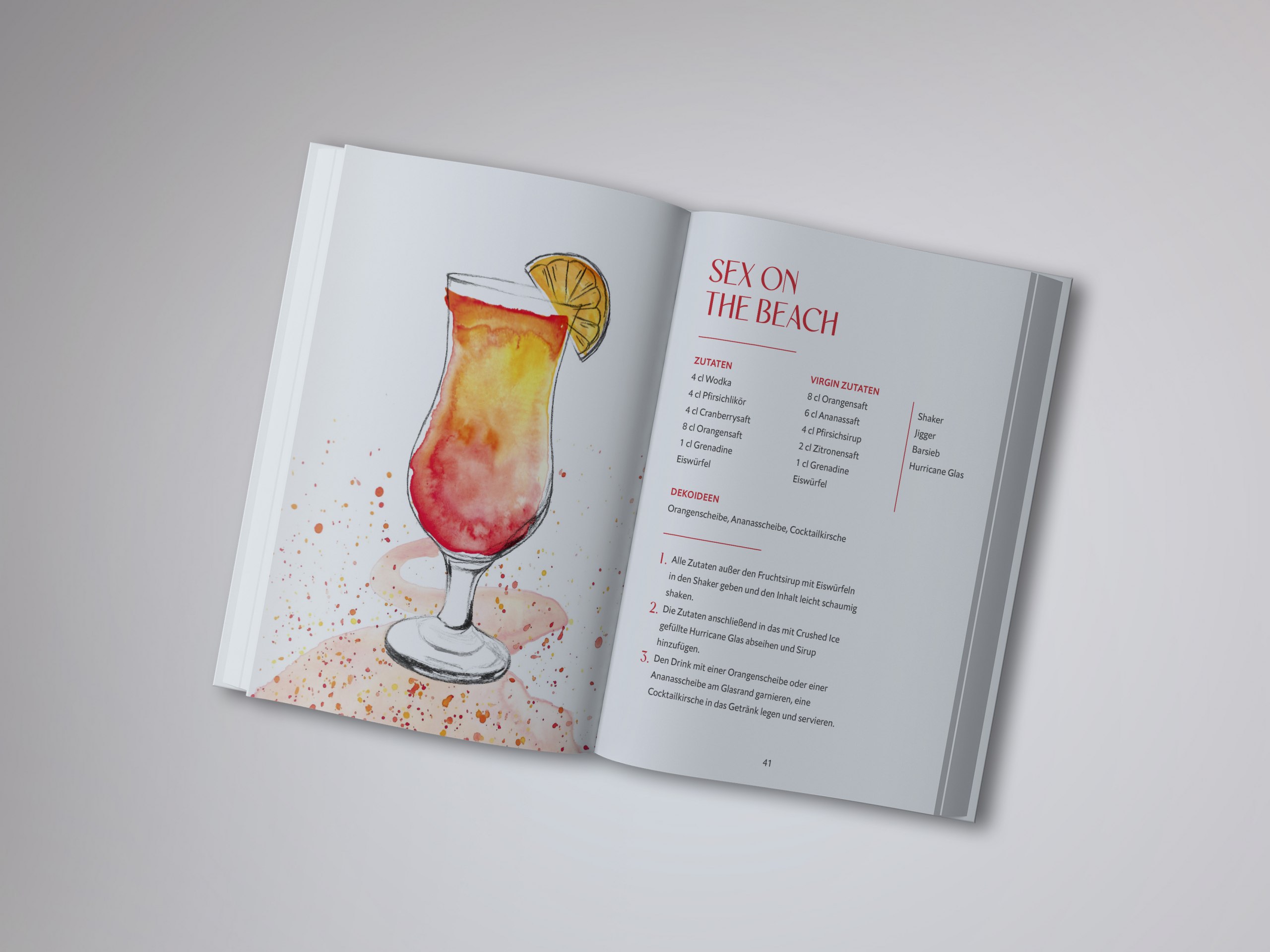 Konzeption und Gestaltung von Cocktailzubehör: Rezeptbuch und weitere Utensilien
