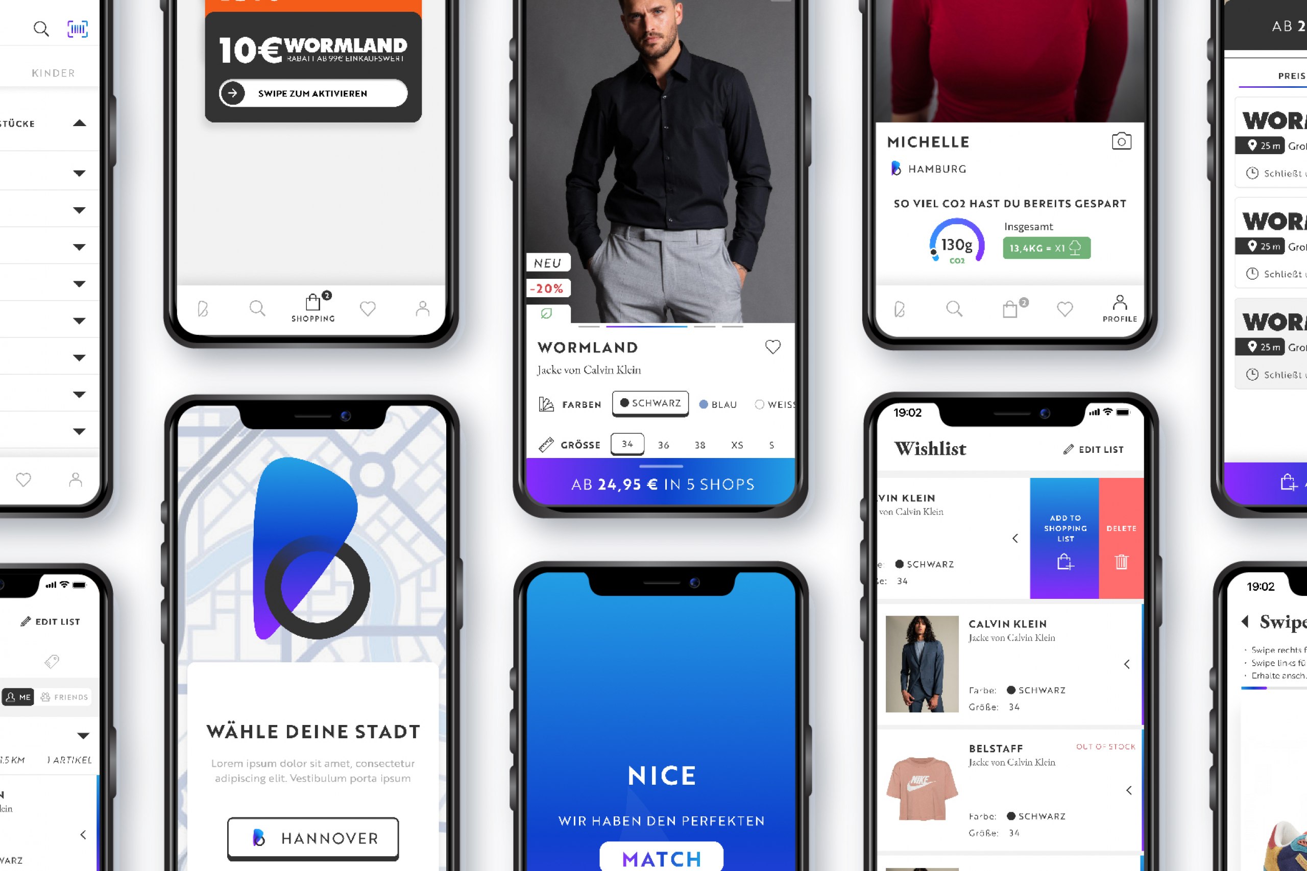 UI-Redesign einer "Phygital" eco-clothing app