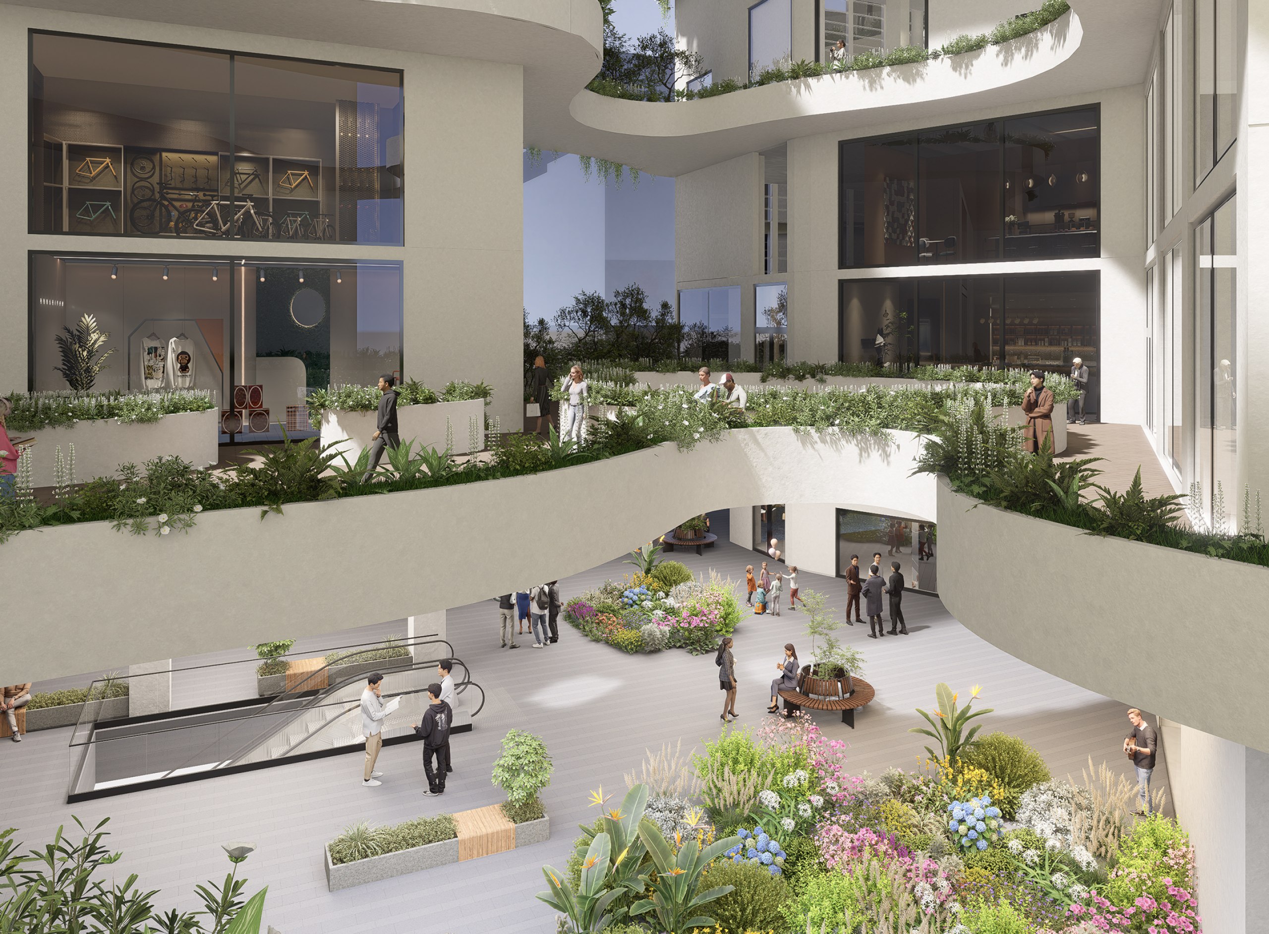 Umbaukonzept des ehemaligen Karstadt-Gebäudes im Stadtzentrum zu einer urbanen grünen Oase