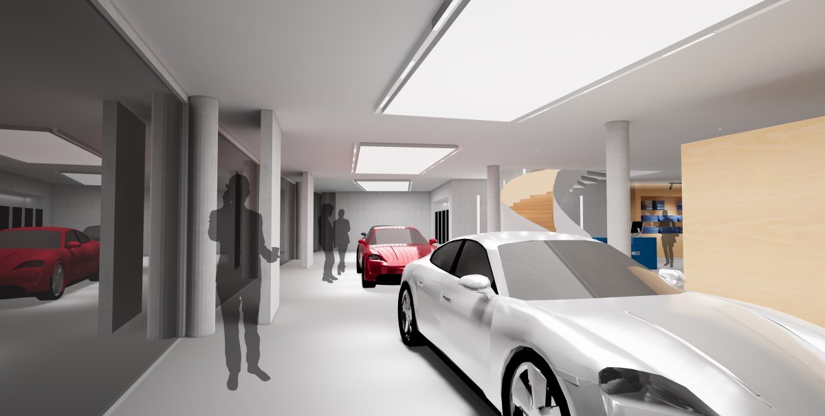 Entwicklung eines Beleuchtungskonzepts für einen Porsche Showroom