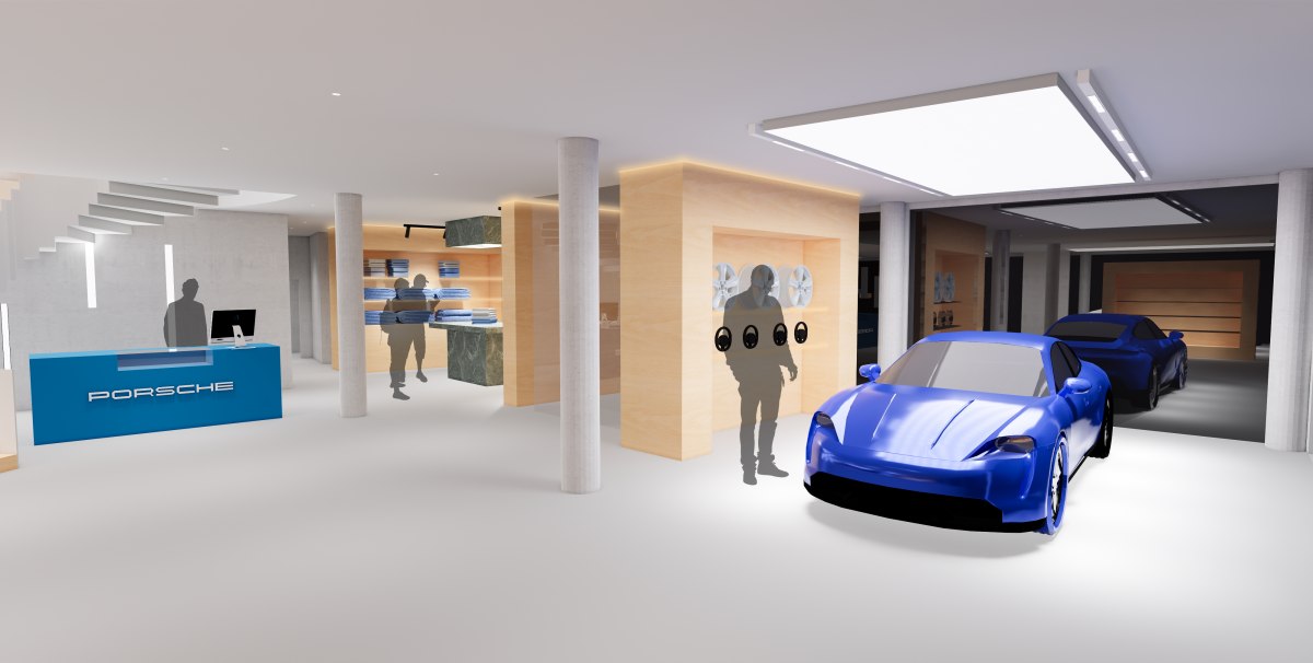 Entwicklung eines Beleuchtungskonzepts für einen Porsche Showroom