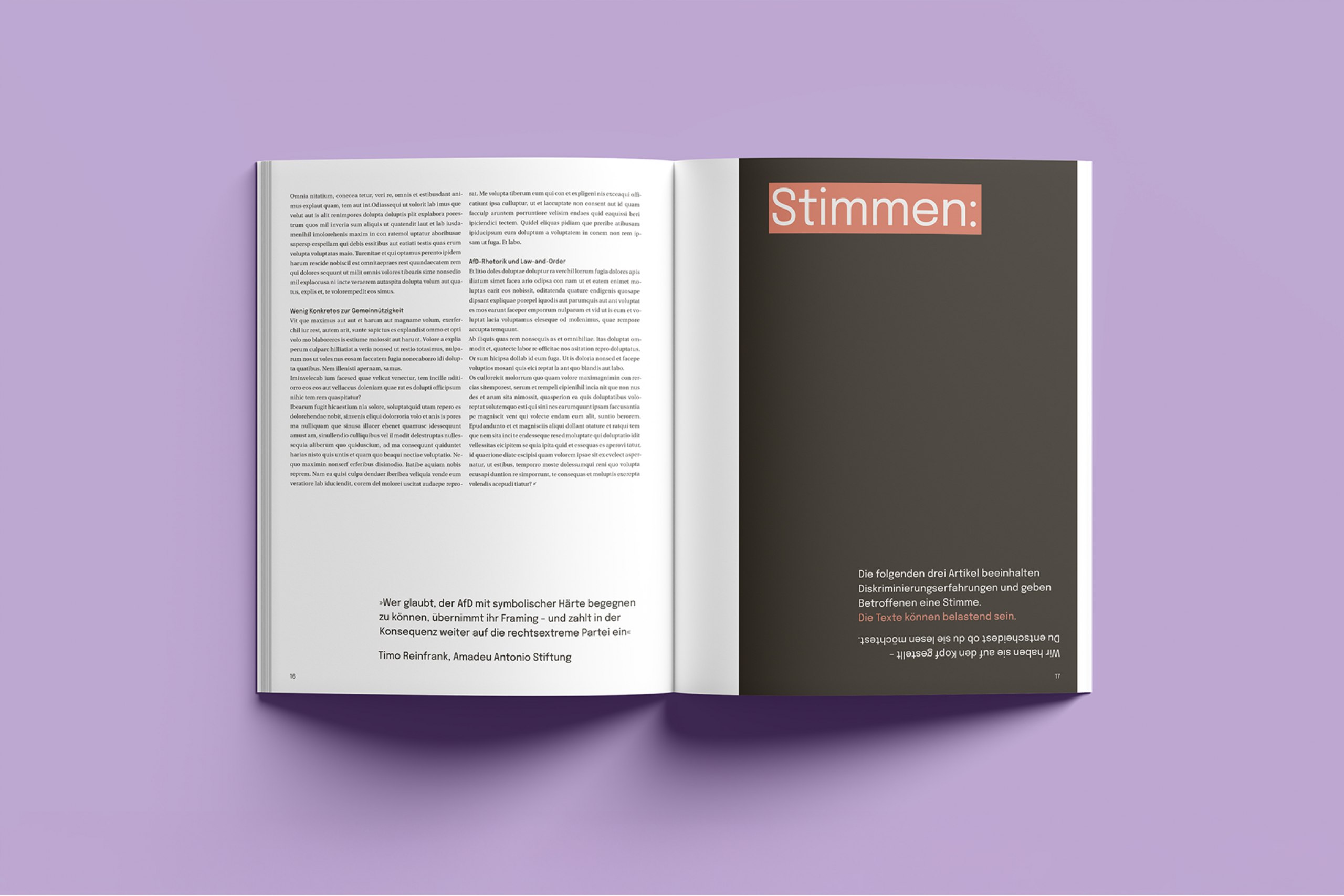 Konzeption und Gestaltung eines Magazins zum Thema Sicherheit 			marginalisierter Gruppen
