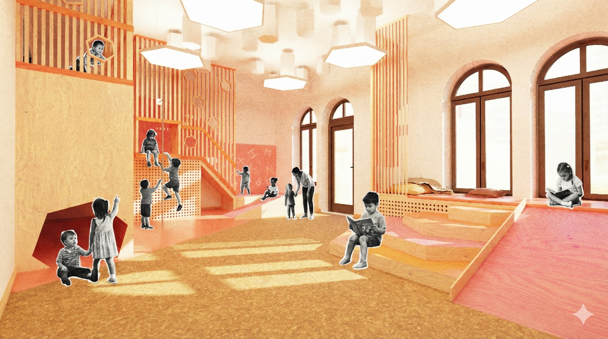 Kindgerechte Innenraumgestaltung im Kontext eines Kindergartens